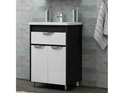 Тумба для ванной "Бордо" 80 венге/белая с умывальником "Como" 80 - фото в Миди Лтд Изображение товара Тумба для ванной "Бордо" 80 венге/белая с умывальником "Como" 80 в Миди Лтд