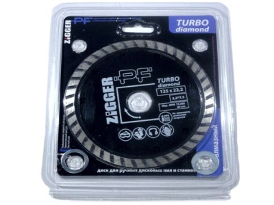 Изображение товара Диск алмазный TURBO «ZIGGER PF», D125 x d22,2 x 2,2 x 7,5 (поштучно) в Миди Лтд