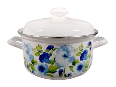 Изображение товара Кастрюля эмаль белая 4,5л Синий лен С-3915АП2/4 (4шт/уп) Х в Миди Лтд