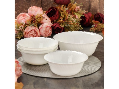 Салатник стеклокерамика круглый 5шт (салатник малый 0,7мл 4 шт, салатник большой 2л 1шт) Daniks Х - фото в Миди Лтд Изображение товара Салатник стеклокерамика круглый 5шт (салатник малый 0,7мл 4 шт, салатник большой 2л 1шт) Daniks Х в Миди Лтд