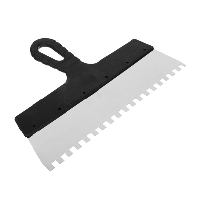 Шпатель метал.(нерж) пласт. ручка 300 мм зуб 8мм РОКОТ   Х - фото в Миди Лтд Изображение товара Шпатель метал.(нерж) пласт. ручка 300 мм зуб 8мм РОКОТ   Х в Миди Лтд