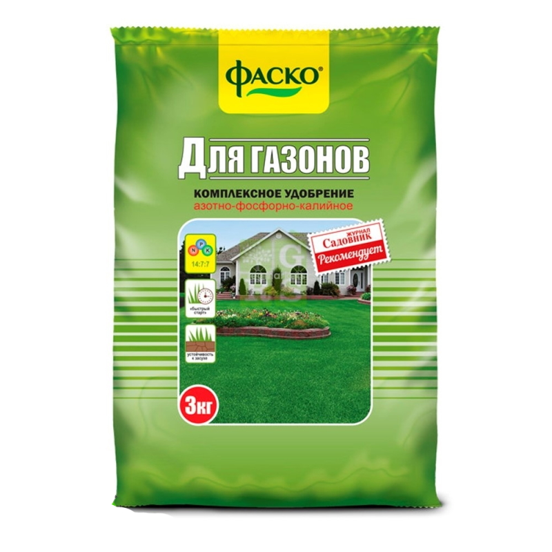 Удобрение минеральное ФАСКО Газон 3кг (10шт/уп) - фото в Миди Лтд Изображение товара Удобрение минеральное ФАСКО Газон 3кг (10шт/уп) в Миди Лтд