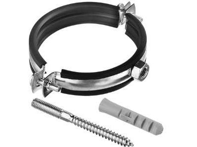 Изображение товара Хомут оцинкованный с резиновым  уплотнением 2" 59-64 (шпилька М8*80 и дюбель) (100 шт/уп) в Миди Лтд