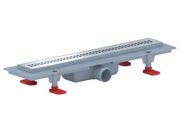 Изображение товара Трап линейный сухой 450*62 выпуск 40мм глянцевая нерж. решетка Риф в Миди Лтд