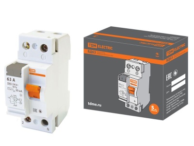 Изображение товара УЗО ВД63 2Р 63А 30мА электронное TDM в Миди Лтд