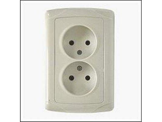 Изображение товара Розетка двухместная,б/заземления БЕЛАЯ       ХХ в Миди Лтд