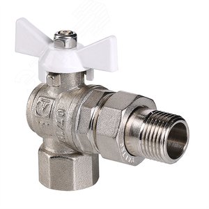 Изображение товара Кран шаровый американка 3/4" бабочка прямой белая ручка VALTEC base-гост (8шт/уп) в Миди Лтд