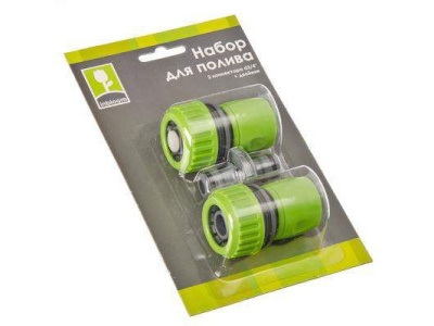 Изображение товара Набор для полива 2 коннектора d3/4 +соединитель штуцерный, пластик INBLOOM (60шт/кор) в Миди Лтд