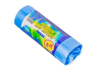 Мешки для мусора  60л, 20шт 10 микрон синие (40шт/кор) - фото в Миди Лтд Изображение товара Мешки для мусора  60л, 20шт 10 микрон синие (40шт/кор) в Миди Лтд