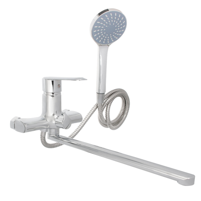 Изображение товара Смеситель для ванны СоюзКран с душем прямой излив однорычажный 35см SK08-P136 хром в Миди Лтд