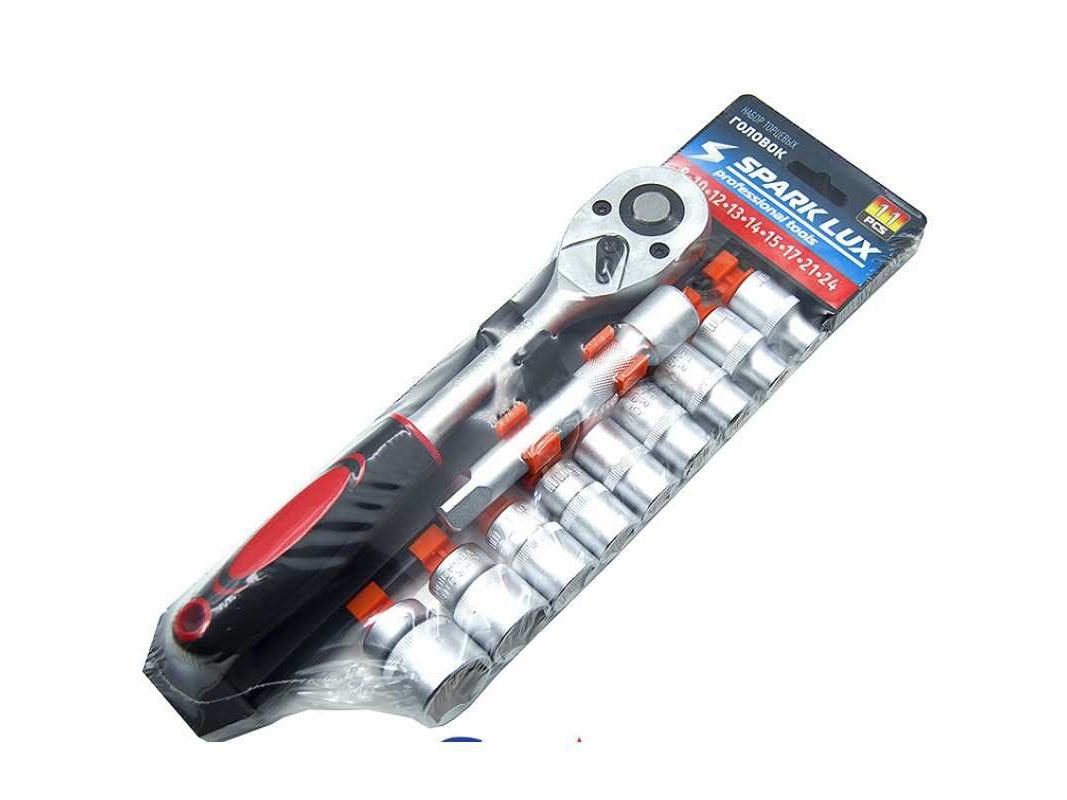 Изображение товара Набор торцевых головок Spark LUX 11 предметов, 1/2" головки, удлинитель и трещотка в Миди Лтд