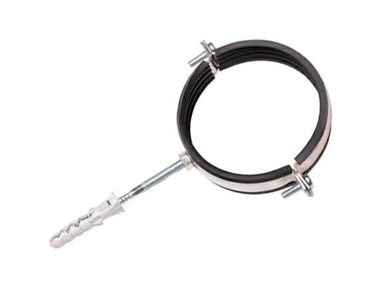 Изображение товара Хомут оцинкованный с резиновым уплотнением 1/2" 20-24 (шпилька М8*80 и дюбель) (300 шт/уп) в Миди Лтд