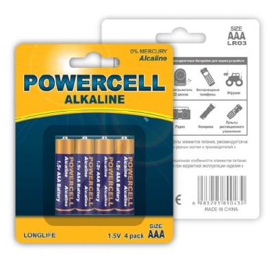 Изображение товара Батарейка POWERCELL щелочная тип ААА 1,5В (4шт/уп) в Миди Лтд