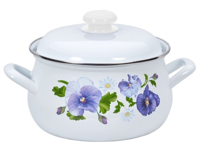 Изображение товара Кастрюля эмаль белая 3,0л Анютины глазки С-3912АП2/4 (4шт/уп) Х в Миди Лтд