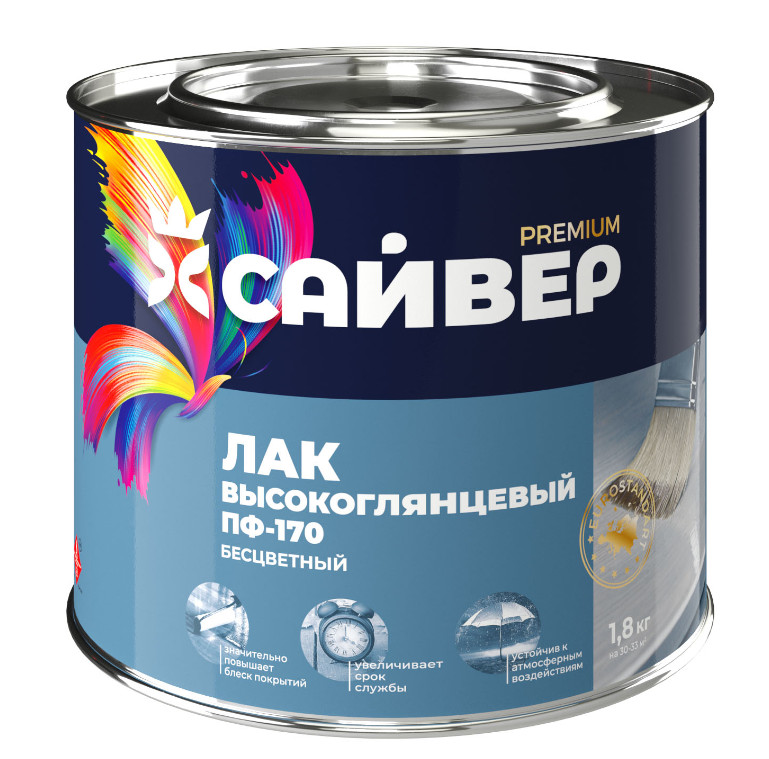 Изображение товара Лак ПФ-170 Сайвер 0,8кг (6шт/уп; 378шт/пал) в Миди Лтд