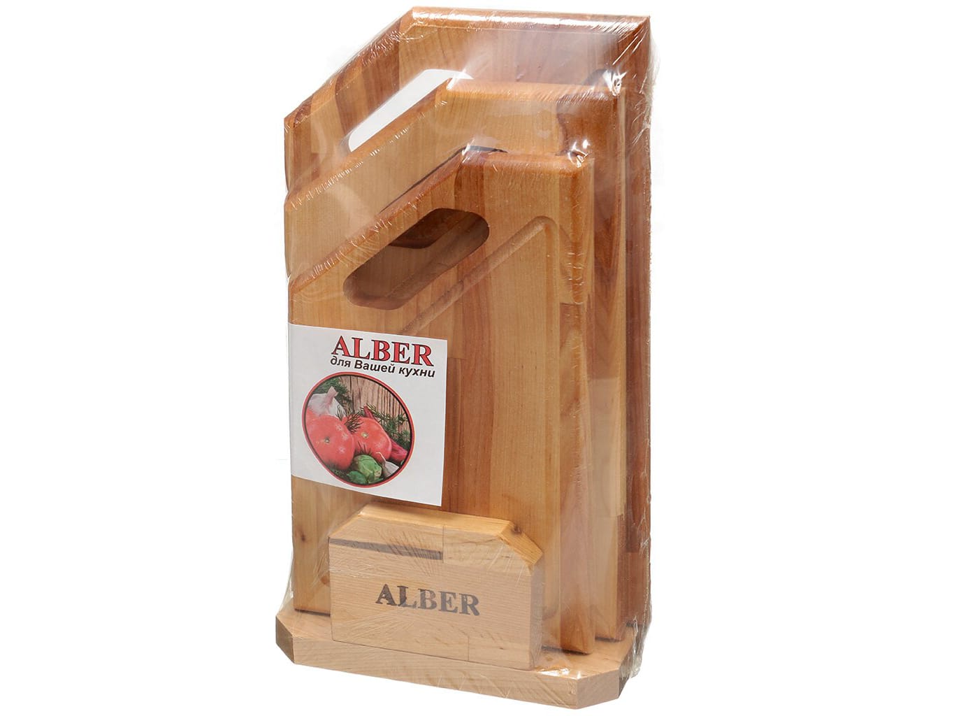 Изображение товара Набор досок разделочных береза с ручкой и кровостоком 3шт (5шт/уп) в Миди Лтд