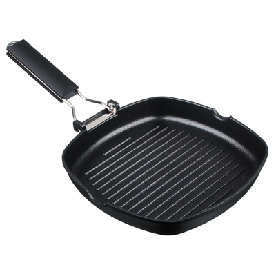 Изображение товара Сковорода-гриль SATOSHI Кобальт литая антипригар покрытие Мрамор 24*24см индукция складная ручка в Миди Лтд