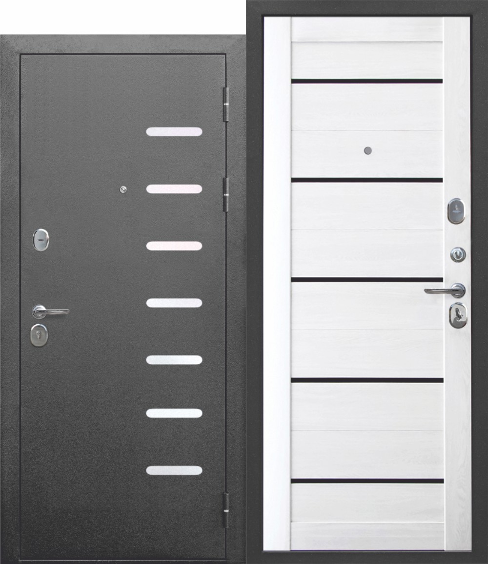 Изображение товара Дверь металлическая 960 левая 9см Серебро/Астана милки царга (ручка, основной замок, доп. замок) в Миди Лтд