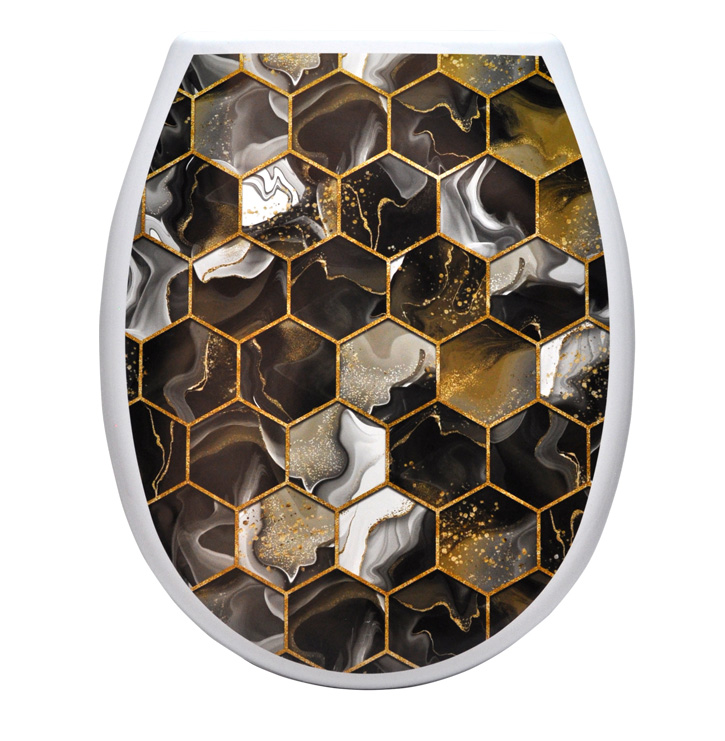 Сиденье для унитаза жесткое "Океан LUX с рис. Абстракция соты" (1/10уп) - фото в Миди Лтд Изображение товара Сиденье для унитаза жесткое "Океан LUX с рис. Абстракция соты" (1/10уп) в Миди Лтд