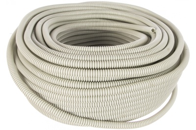 Труба гофрированная ПВХ д 16мм с зондом строительная серая (100м/рул) - фото в Миди Лтд Изображение товара Труба гофрированная ПВХ д 16мм с зондом строительная серая (100м/рул) в Миди Лтд