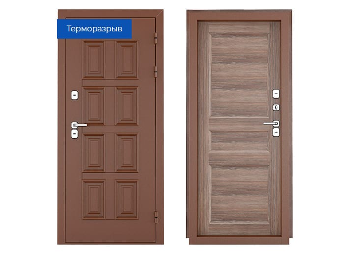 Изображение товара Дверь металлическая 980 правая 110мм ВИНТЕР 100-2050 Дуб шале мореный антик серебро терморазрыв в Миди Лтд