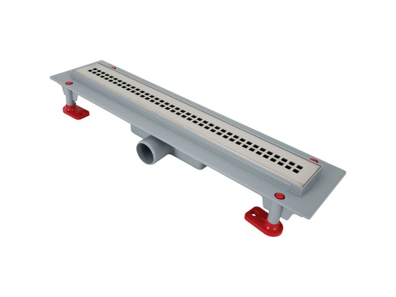 Изображение товара Трап линейный пластик. 40мм 450*62 матовая нержавеющая решетка Риф в Миди Лтд