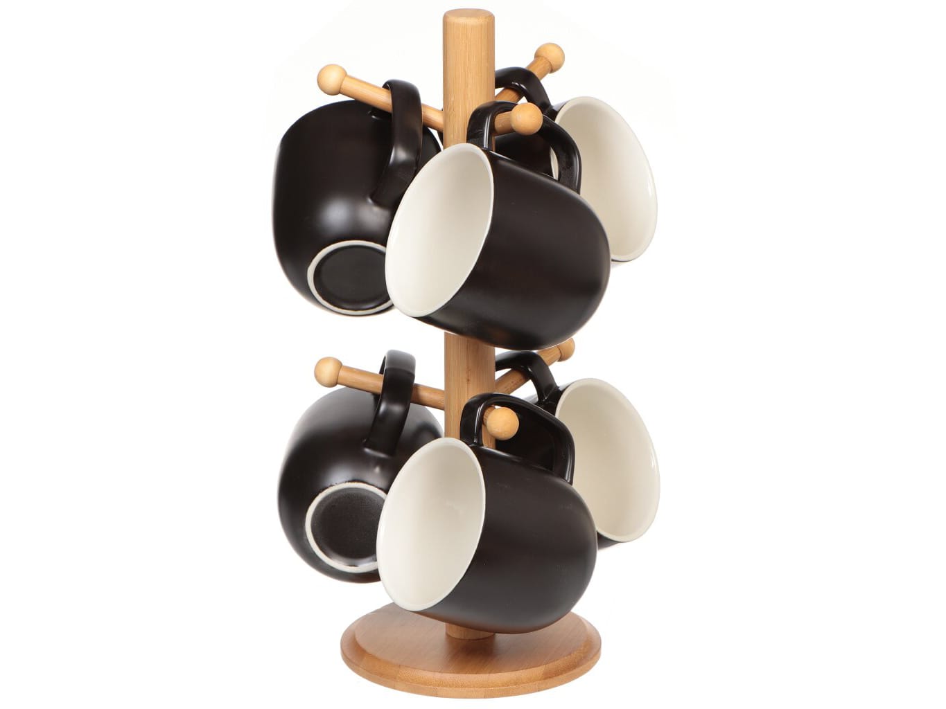 Изображение товара Кружка керамика 300мл 6шт Daniks бамбуковая подставка (6шт/уп) в Миди Лтд