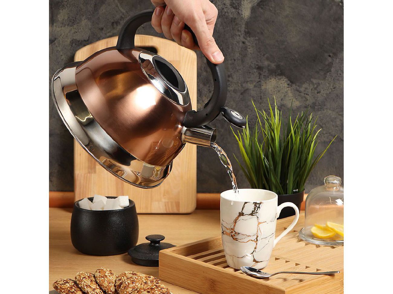 Изображение товара Чайник нерж сталь 3л (M-013) со свистком ручка пластиковая индукция зеркальный Daniks мед (12шт/уп) в Миди Лтд