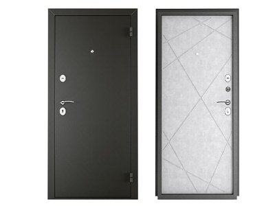 Изображение товара Дверь металлическая 860 левая 66мм ТИТАН диагональ Бетон снежный антик серебро в Миди Лтд