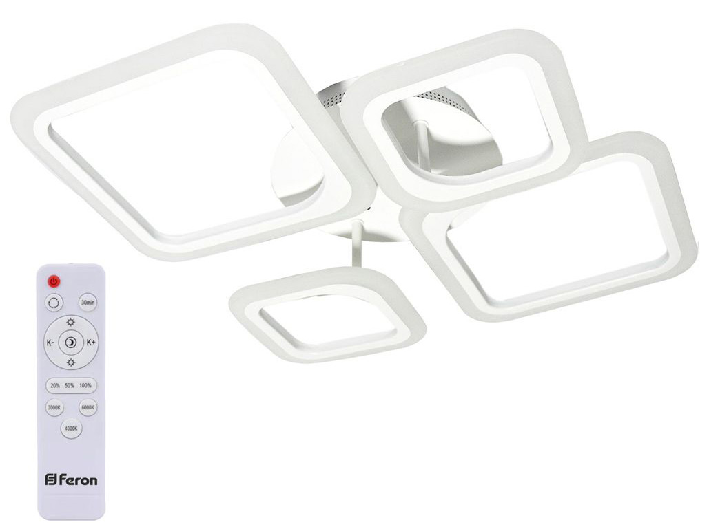Изображение товара Светильник светодиодный Feron AL5940 Quadro с пультом ДУ 84Вт 3000-6500К 5200лм IP20 в Миди Лтд