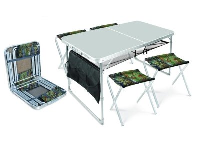 Изображение товара Набор NIKA стол складной 1200x600мм+4стула складных 300х300мм металлик-хант в Миди Лтд