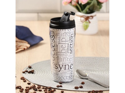 Изображение товара Термокружка пластик 0,38л (YYCF001-18) Daniks Газета (48шт/уп) в Миди Лтд