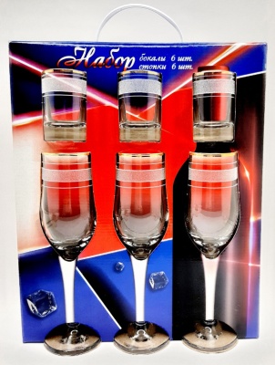 Подарочный набор Аскет 12пр (фужер 6шт+стопка 6шт) (2шт/уп) Х - фото в Миди Лтд Изображение товара Подарочный набор Аскет 12пр (фужер 6шт+стопка 6шт) (2шт/уп) Х в Миди Лтд