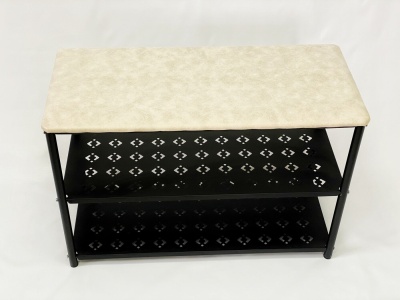 Изображение товара Банкетка для обуви Принт 3 полки черный в Миди Лтд