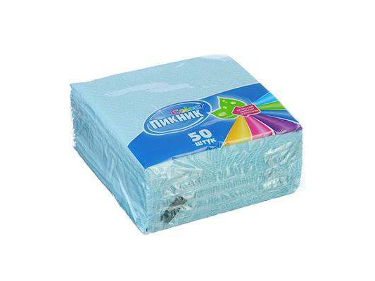 Изображение товара Салфетки бумажные Пикник однослойные 23*23 белые/цветные (50шт/уп)(60уп/кор) в Миди Лтд