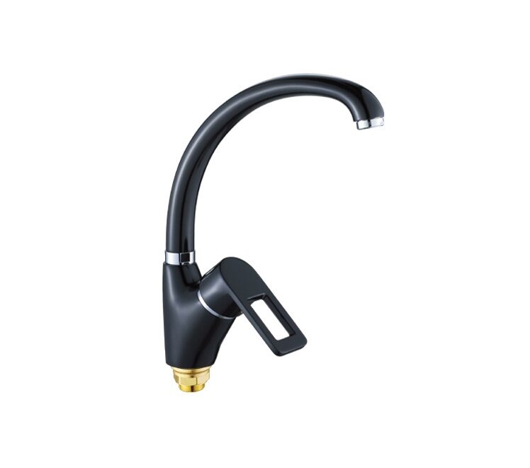 Изображение товара Смеситель для кухни высокий излив 40мм гайка черный в Миди Лтд