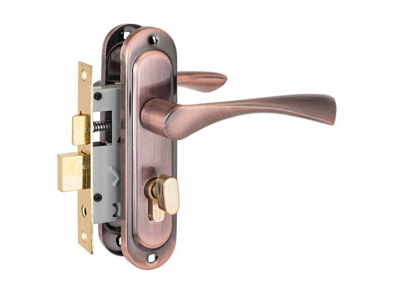 Изображение товара Замок врезной 103/50B вертушка AC старая медь с ручкой Стандарт (20шт/уп) в Миди Лтд