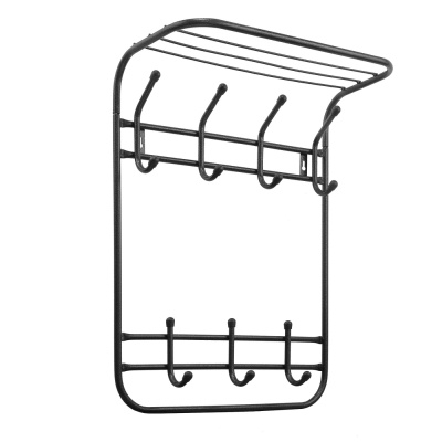 Изображение товара Вешалка настенная Комфорт 2-х ярусная черный 4/3 крючка (2шт/уп) в Миди Лтд