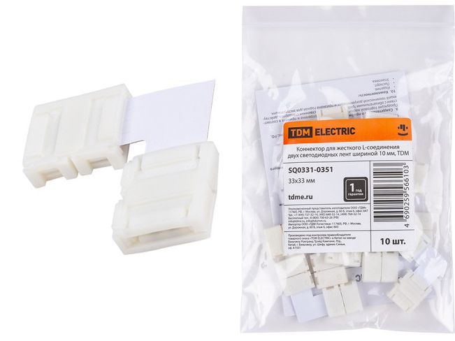 Изображение товара Коннектор для жесткого L-соединения светодиодных лент 10мм TDM в Миди Лтд