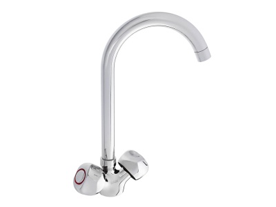 Изображение товара Смеситель для кухни высокий излив гайка латунь кран-буксы 1/2 RAIN Кварц в Миди Лтд