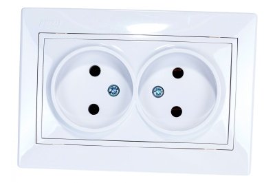 Изображение товара Розетка 2-местная LEZARD Мира белая с белой вставкой б/з керамика в Миди Лтд