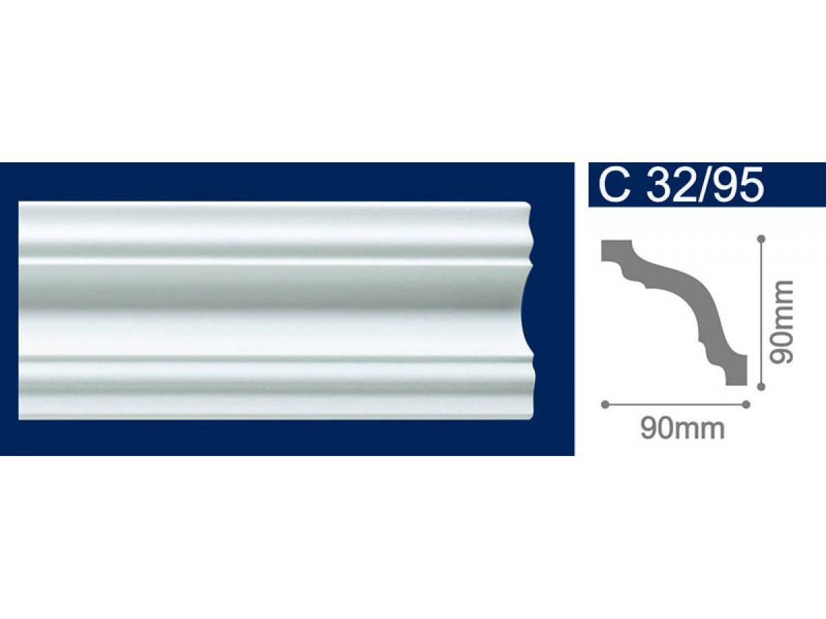 Экструдированный плинтус 90*90*2м  С32/95 (уп-25шт) - фото в Миди Лтд Изображение товара Экструдированный плинтус 90*90*2м  С32/95 (уп-25шт) в Миди Лтд