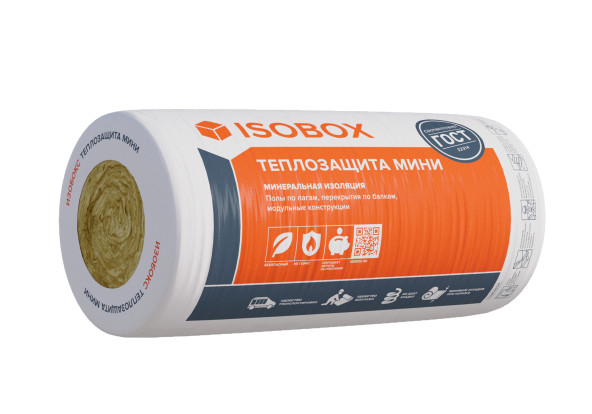 Изображение товара Плита минеральная ИЗОБОКС 44R Теплозащита Мини 6560х610х50 (8м2/0,4м3)(2шт/уп,60шт/пал) 11кг/м3 в Миди Лтд