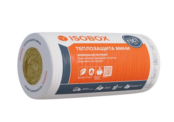 Изображение товара Плита минеральная ИЗОБОКС 44R Теплозащита Мини 6560х610х50 (8м2/0,4м3)(2шт/уп,60шт/пал) 11кг/м3 в Миди Лтд