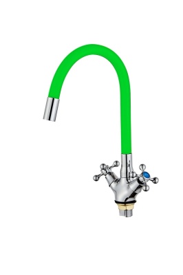 Изображение товара Смеситель для кухни высокий силиконовый излив гайка зеленый ХХХ в Миди Лтд