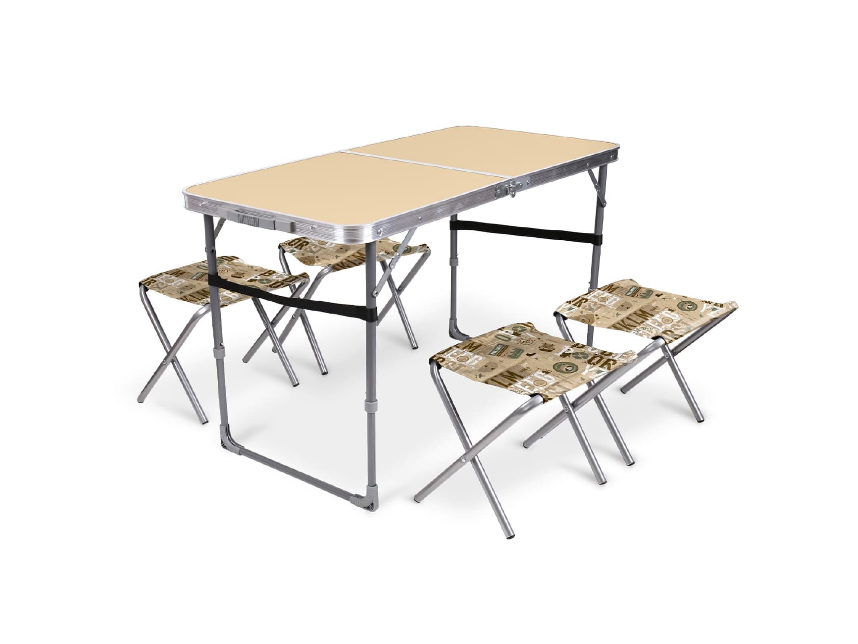 Изображение товара Набор NIKA стол складной 1020х500мм+4стула складных 300х300мм кофе с молоком-сафари в Миди Лтд