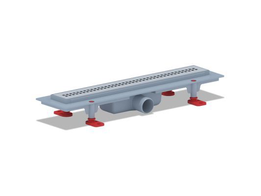 Изображение товара Трап линейный пластик. 40мм 450*62 глянцевая нержавеющая решетка Риф в Миди Лтд