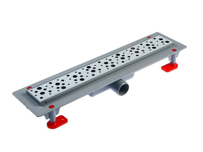 Изображение товара Трап линейный пластик. 40мм 350*62 глянцевая нержавеющая решетка Бриз в Миди Лтд