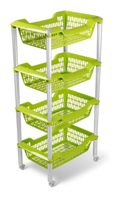 Изображение товара Этажерка универсальная ДЖЕТТА на колесиках 4 корзины оливковая (4шт/уп) в Миди Лтд