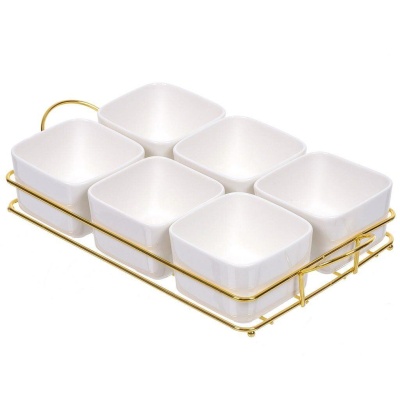 Изображение товара Набор для сервировки керамика 6предметов Daniks 300мл бело-золотой (8шт/уп) в Миди Лтд